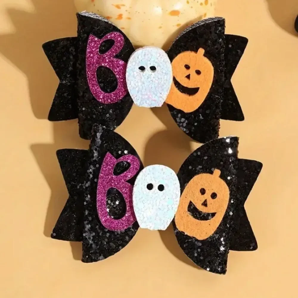 Halloween Black BOO Hair Clip Bows